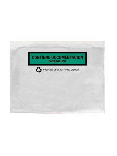 Sobre autoadhesivo q-connect portadocumentos multilingue 240x180 mm sin ventana 100% papel paquete de 100 unidades
