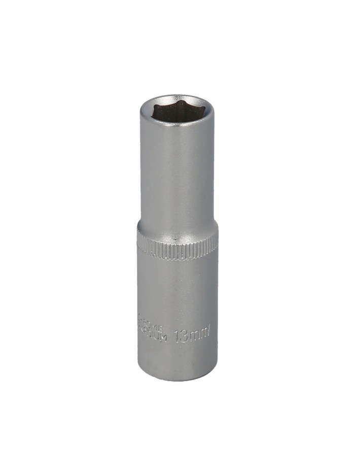 Llave Vaso 1/2" Hexagonal Larga 13 mm. Perfil de 6 caras. Acero Cromo Vanadio, Aristas Redondas