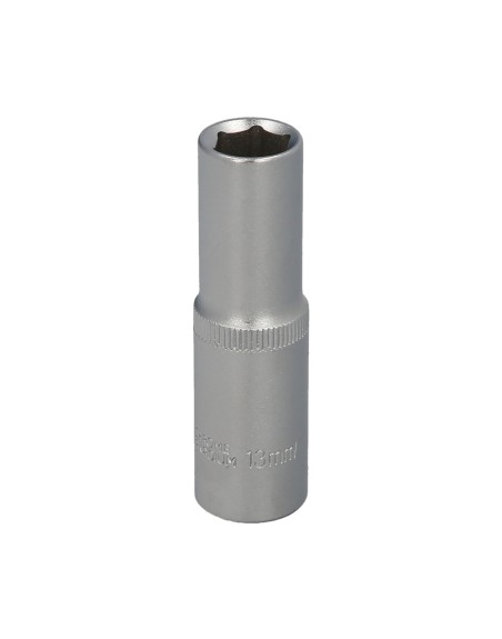 Llave Vaso 1/2" Hexagonal Larga 13 mm. Perfil de 6 caras. Acero Cromo Vanadio, Aristas Redondas