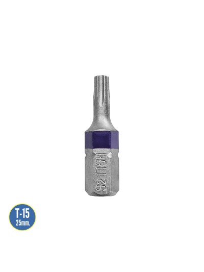 Puntas Destornillador Torx 15 Inviolable (2 Piezas). Acero S2 al Cromo Vanadio. Puntas Hexagonales, Destorpuntas,