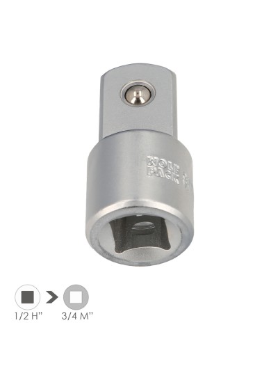 Adaptador Aumentador 1/2" Hembra A 3/4" Macho Acero Cromo Vanadio, Aristas Redondas, Reductor Carraca,