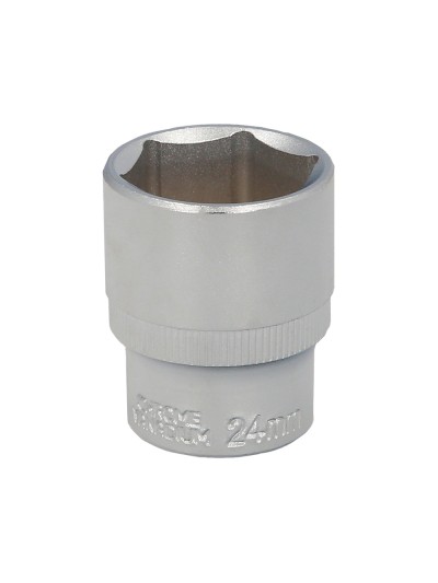 Llave Vaso 1/2" Hexagonal 24 mm. Perfil de 6 caras. Acero Cromo Vanadio, Aristas Redondas