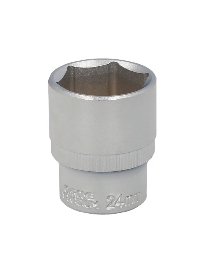 Llave Vaso 1/2" Hexagonal 24 mm. Perfil de 6 caras. Acero Cromo Vanadio, Aristas Redondas