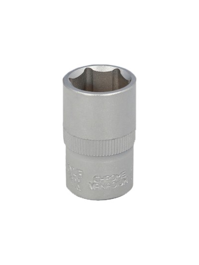 Llave Vaso 1/2" Hexagonal 17 mm. Perfil de 6 caras. Acero Cromo Vanadio, Aristas Redondas