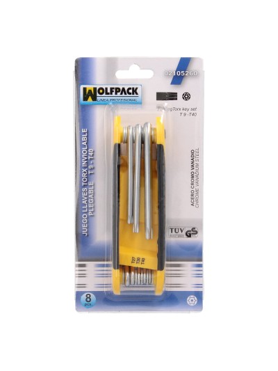 Juego Llaves Torx Plegable  8 Piezas Inviolable, Llave Torx Hexagonal, Llave Estrella, Llave Allen Estrella