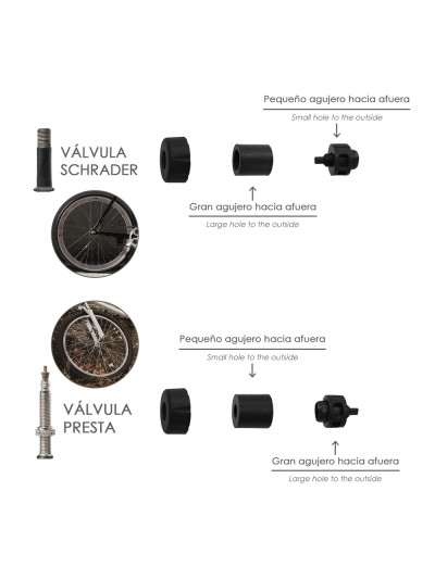 Bomba Para Bicicletas, Inflador Para Bicicleta, Bomba Patinete. Valvulas Schrader, Dunlop y Presta 8 Bares, Con soporte Bici