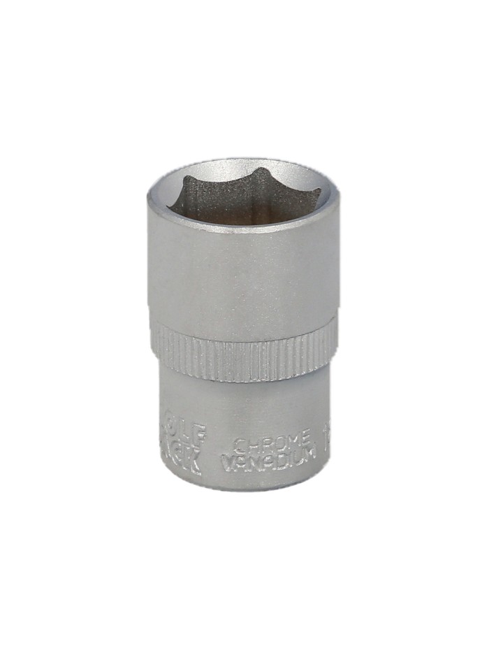 Llave Vaso 1/2" Hexagonal 18 mm. Perfil de 6 caras. Acero Cromo Vanadio, Aristas Redondas