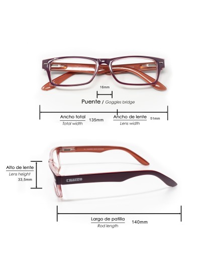 Gafas Lectura Kansas Morado / Naranja. Aumento +2,0 Gafas De Vista, Gafas De Aumento, Gafas Visión Borrosa