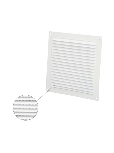 Rejilla Ventilación Aluminio Con Mosquitera Atornillable 175 x 175 mm. Color Blanco