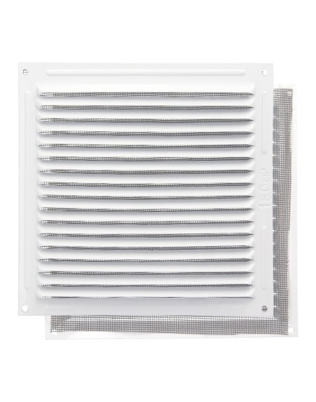 Rejilla Ventilación Aluminio Con Mosquitera Atornillable 200 x 200 mm. Color Blanco