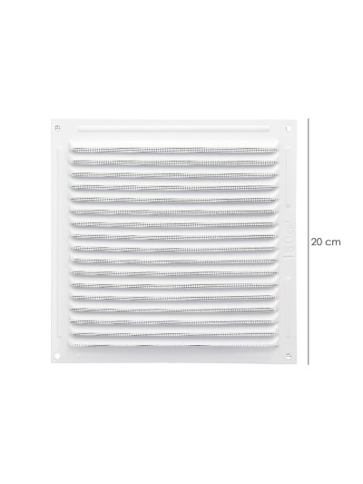 Rejilla Ventilación Aluminio Con Mosquitera Atornillable 200 x 200 mm. Color Blanco