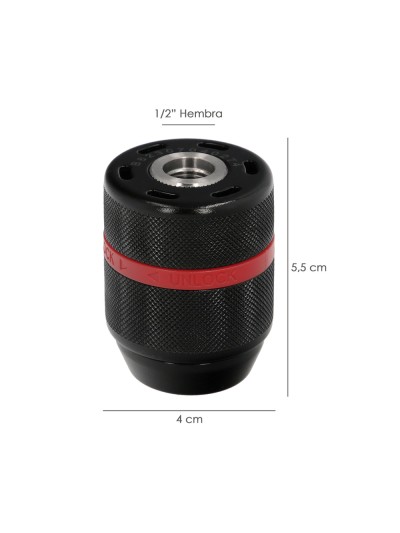 Portabrocas Sin Llave Metalico 1/2" Hembra. Brocas Hasta Ø 13 mm. Mandril taladro