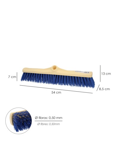 Cepillo Barrendero Industrial Fibra Semi Rigida PVC. Soporte Polipropileno 50 cm. (Sin Mango)