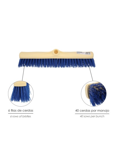 Cepillo Barrendero Industrial Fibra Semi Rigida PVC. Soporte Polipropileno 50 cm. (Sin Mango)