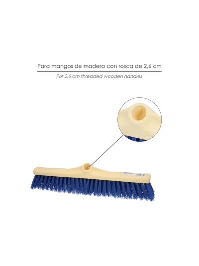 Cepillo Barrendero Industrial Fibra Semi Rigida PVC. Soporte Polipropileno 50 cm. (Sin Mango)