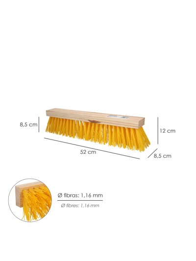 Cepillo Barrendero Industrial Fibra Polipropileno. Soporte Madera 50 cm. (Sin Mango)
