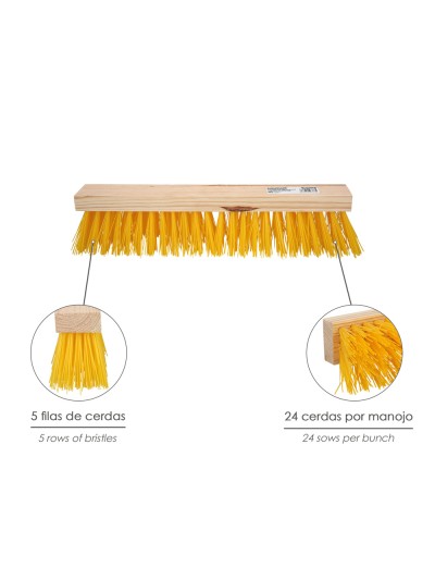 Cepillo Barrendero Industrial Fibra Polipropileno. Soporte Madera 50 cm. (Sin Mango)