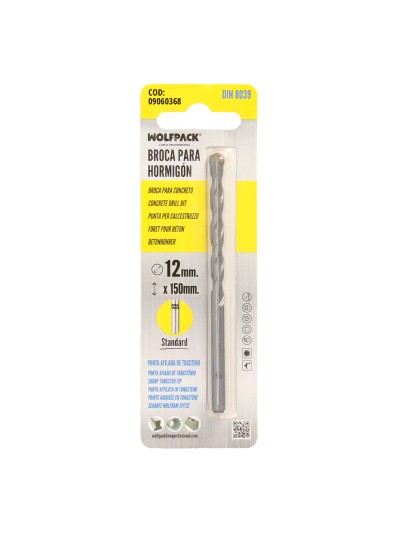 Broca Widia Piedra / Hormigón Ø 10 mm. Din 8039 Punta de Tungsteno.
