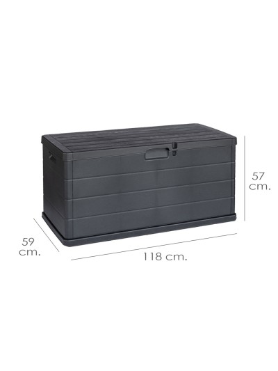Baul Resina 118x59x57 (Alt.) cm. antracita Con Ruedas. Armario Jardin, Baul Jardin.