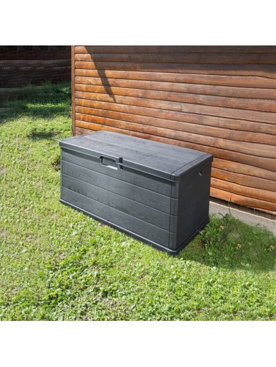 Baul Resina 118x59x57 (Alt.) cm. antracita Con Ruedas. Armario Jardin, Baul Jardin.