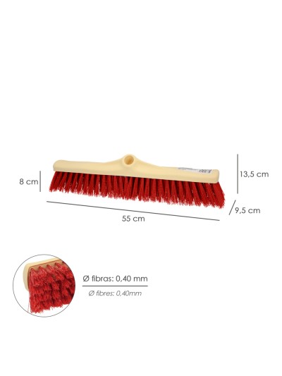 Cepillo Barrendero Industrial Fibra Suave PVC. Soporte Polipropileno 50 cm. (Sin Mango)