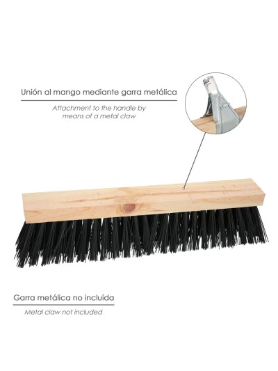 Cepillo Barrendero Industrial Fibra PVC Soporte Madera 50 cm. (Sin Mango)