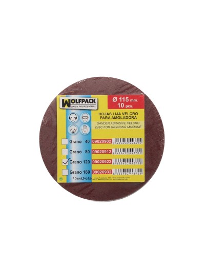 Lija Recambio Velcro Amoladora Ø 115 mm. Grano 120 (10 Piezas)