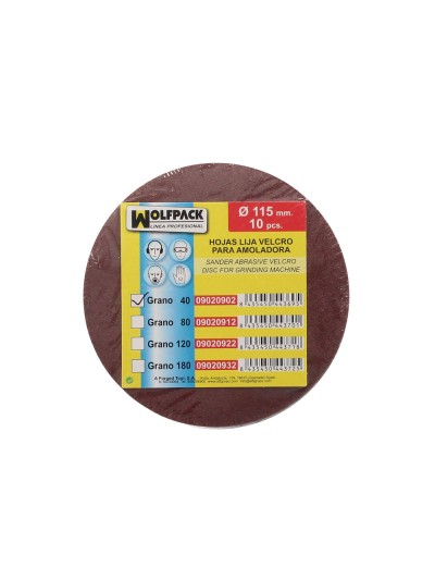 Lija Recambio Velcro Para Amoladora Ø 115 mm. Grano  40 (10 Piezas)