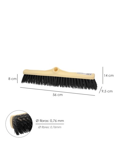 Cepillo Barrendero Industrial Fibra Rigida PVC. Soporte Polipropileno 50 cm. (Sin Mango)