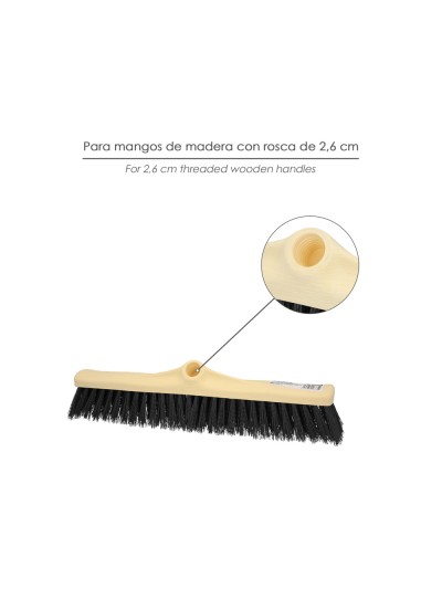 Cepillo Barrendero Industrial Fibra Rigida PVC. Soporte Polipropileno 50 cm. (Sin Mango)