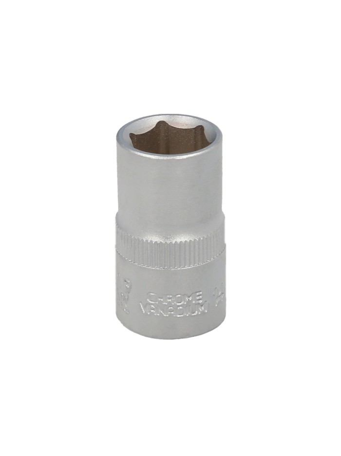 Llave Vaso 1/2" Hexagonal 15 mm. Perfil de 6 caras. Acero Cromo Vanadio, Aristas Redondas
