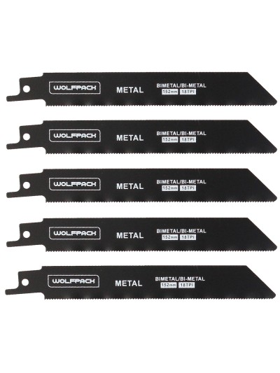 Hoja Sierra Sable Para Metales 152 mm. 18 Tpi. 5 Piezas. Sierra Hierro Aluminio, Cobre, Plastico