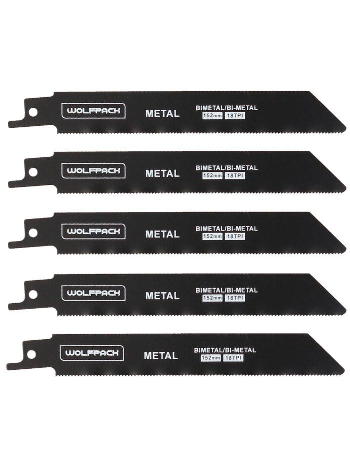 Hoja Sierra Sable Para Metales 152 mm. 18 Tpi. 5 Piezas. Sierra Hierro Aluminio, Cobre, Plastico