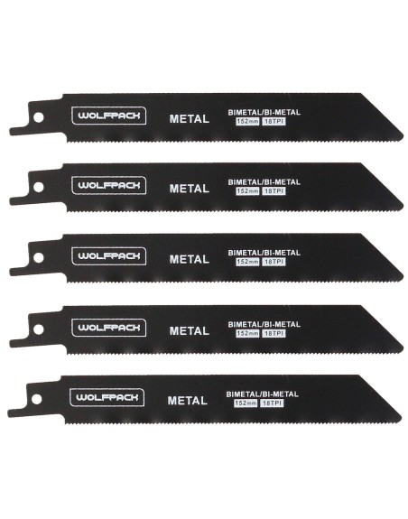 Hoja Sierra Sable Para Metales 152 mm. 18 Tpi. 5 Piezas. Sierra Hierro Aluminio, Cobre, Plastico