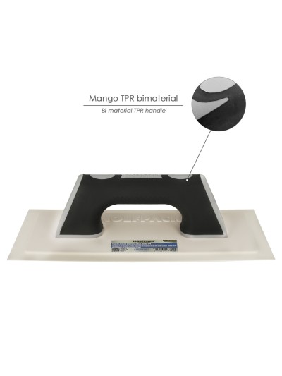 Llana / Talocha Con Mango de Plastico ABS Borde Flexible. Especial Lechadas. Base 280x140 mm. Mango Ligero y Ergonomico