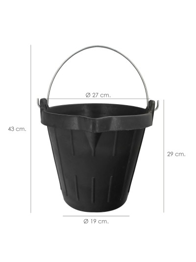 Cubo Obra Industrial Goma 10 Litros Con Pico Vertedor. Base y Laterales Reforzado. Espesor 1 cm. Espuerta Obra, Cubo Goma Obra