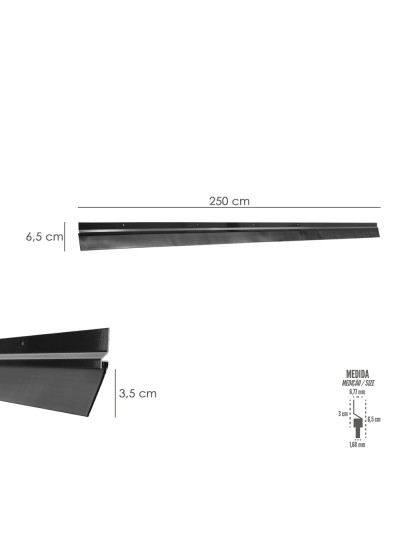 Burlete Para Puertas De Garaje Aluminio Negro Con Goma 2,5 m. Perfil Bajo Cochera Cepillo De Puerta, Burlete Garaje