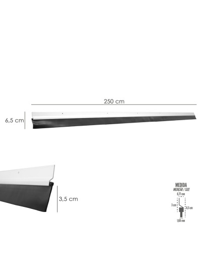 Burlete Para Puertas De Garaje Aluminio Blanco Con Goma 2,5 m. Perfil Bajo Cochera Cepillo De Puerta, Burlete Garaje