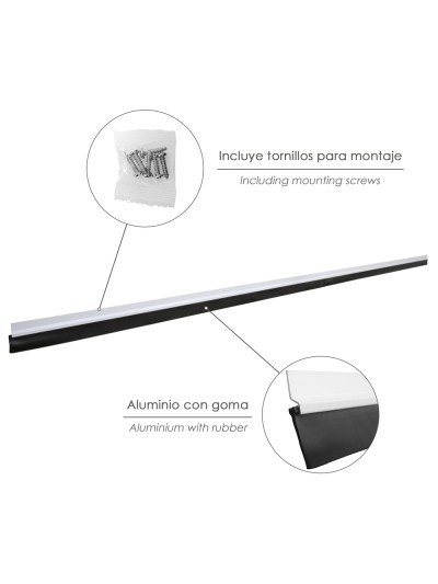 Burlete Para Puertas De Garaje Aluminio Blanco Con Goma 2,5 m. Perfil Bajo Cochera Cepillo De Puerta, Burlete Garaje