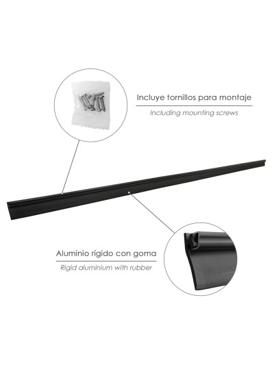 Burlete Reforzado Para Puertas De Garaje Aluminio Negro Con Goma 2,5 m. Perfil Bajo Cochera Cepillo De Puerta, Burlete Garaje