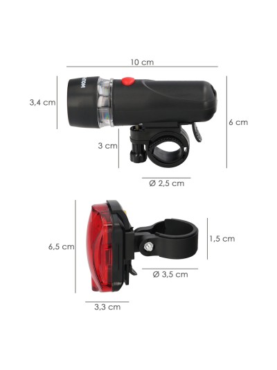 Kit Luces Led Delantera y Trasera Para Bicicleta / Patinete. Funcionamiento a Pilas.