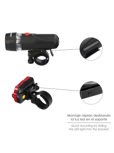 Kit Luces Led Delantera y Trasera Para Bicicleta / Patinete. Funcionamiento a Pilas.