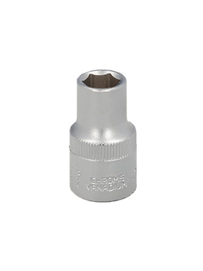Llave Vaso 1/2" Hexagonal 12 mm. Perfil de 6 caras. Acero Cromo Vanadio, Aristas Redondas