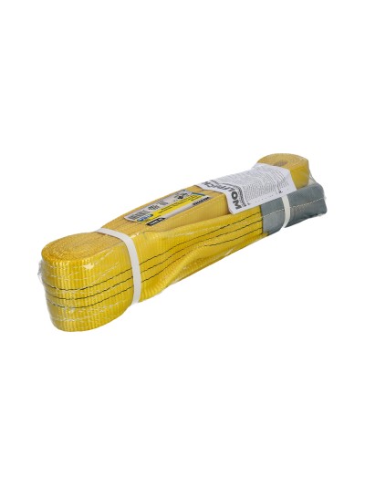 Eslinga Plana Doble Banda 3.000 Kg. Factor Seguridad 7:1, Longitud: 5 Metros Ancho 9 cm. 100% Poliester. Color Amarilla