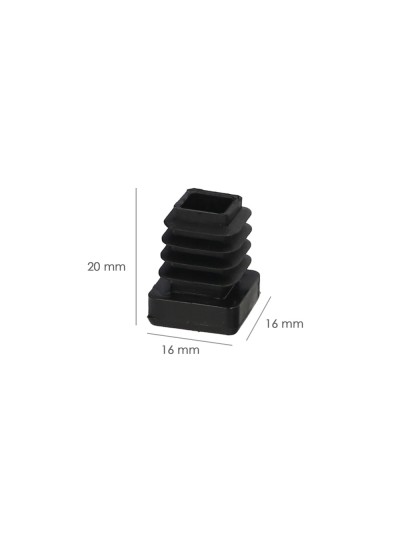 Contera Interior Plastico Cuadrada 16x16 mm. Color Negro. Bolsa 200 Unidades. Contera Mesa, Silla, Muebles, Estanteria
