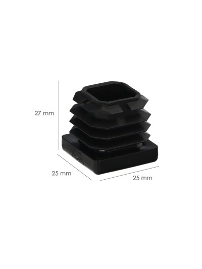 Contera Interior Plastico Cuadrada 25x25 mm. Color Negro. Bolsa 200 Unidades. Contera Mesa, Silla, Muebles, Estanteria