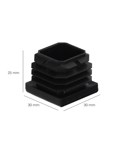 Contera Interior Plastico Cuadrada 30x30 mm. Color Negro. Bolsa 200 Unidades. Contera Mesa, Silla, Muebles, Estanteria