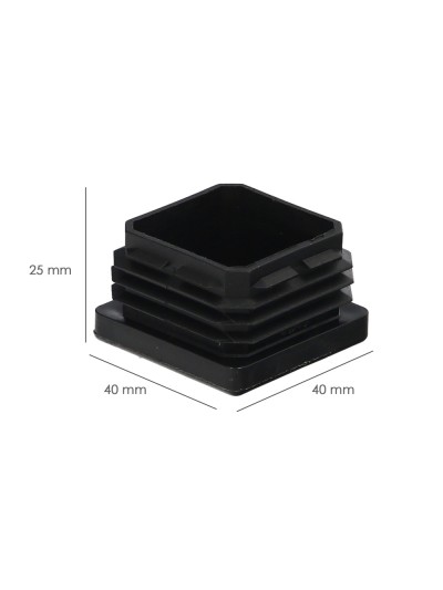 Contera Interior Plastico Cuadrada 40x40 mm. Color Negro. Bolsa 100 Unidades. Contera Mesa, Silla, Muebles, Estanteria