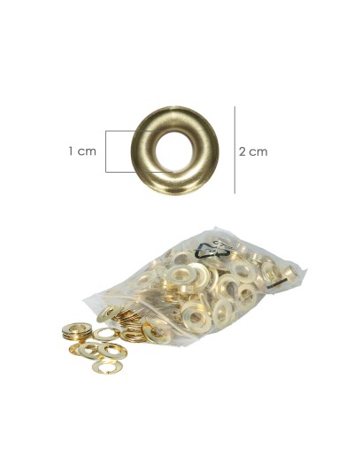 Ojetes / Ojales Metalicos Grandes Para Lona Ø Interior 10 mm. (Bolsa 100 Unidades)