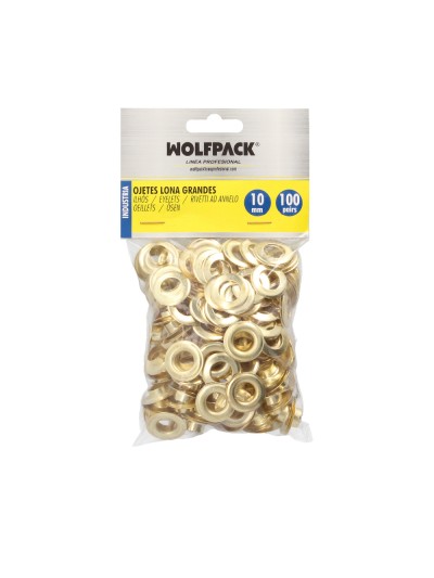 Ojetes / Ojales Metalicos Grandes Para Lona Ø Interior 10 mm. (Bolsa 100 Unidades)